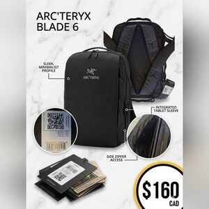 Arc’teryx Blade 6 Backpack - Black - Discontinued Minimalist Commuter